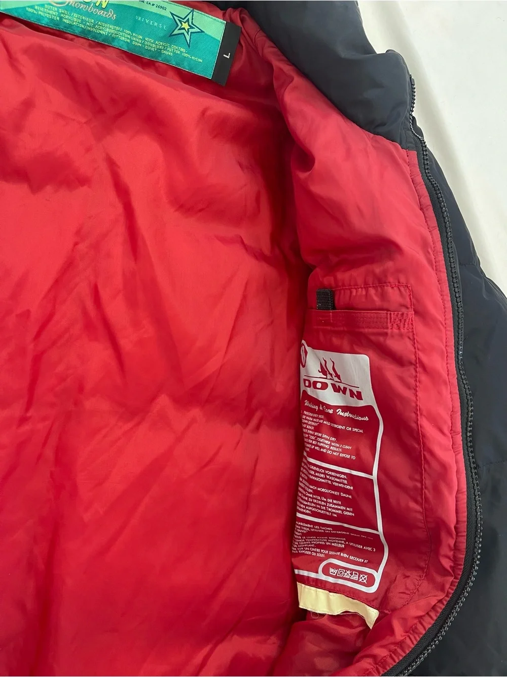 Vintage Burton Snowboards Black Down Filled Quilted Ski Jacket Coat Size Large